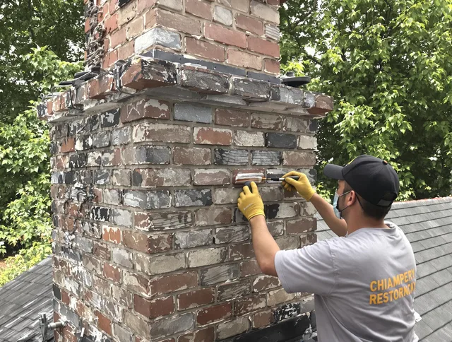In-progress chimney restoration by Pasadena Chimney Sweep in Pasadena, CA